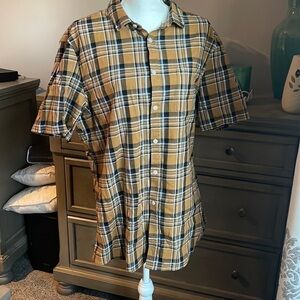 Asos mustard color plaid shirt sleeve shirt XL